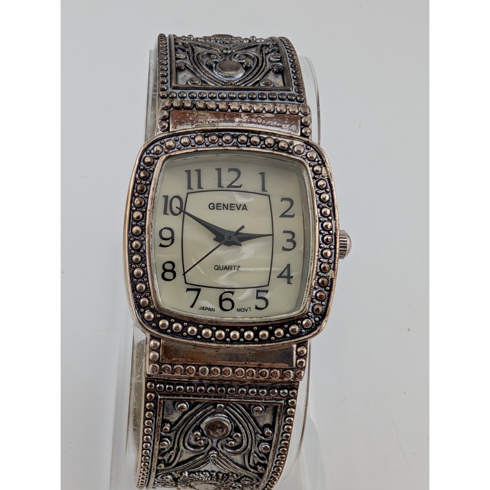 Vintage Geneva Watch Women 28mm Case Cuff Bangle Band- New Battery